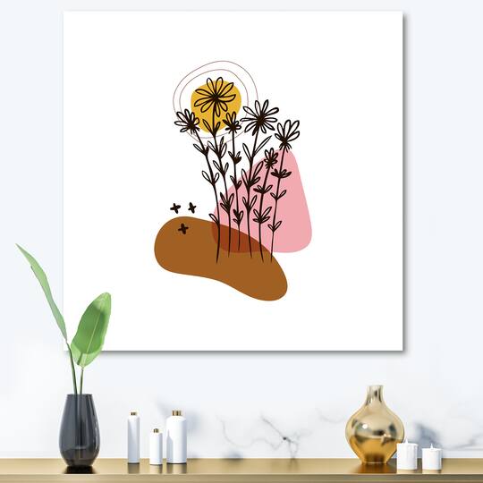 Designart - Elementary Shapes With Abstract Flowers Plants I